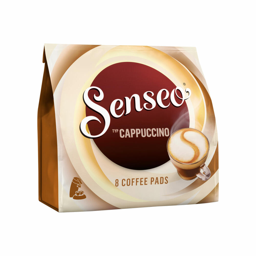 Senseo Kaffeepads Cappuccino, 3er Pack, Milchschaumklassiker, Kaffee, je 8 Pads, mit Tasse