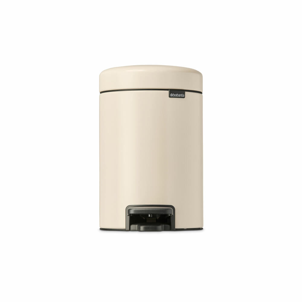 Brabantia NewIcon pedal bin, waste bin, trash can, steel, soft beige, 3 L, 149887