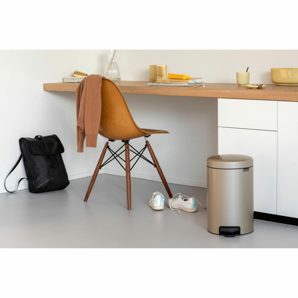 Brabantia NewIcon pedal bin, waste bin, trash can, steel, metallic gold, 12 L, 304446