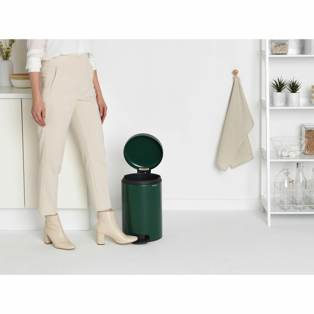 Brabantia Pedal Bin NewIcon, Waste Bin, Garbage Can, Steel, Pine Green, 12 L, 304040