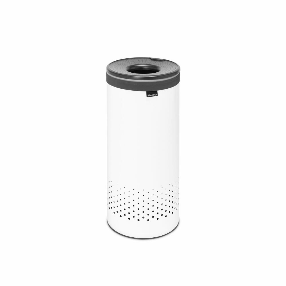 Brabantia laundry box, laundry basket, laundry bin, steel, plastic, white / dark grey, 35 L, 304866