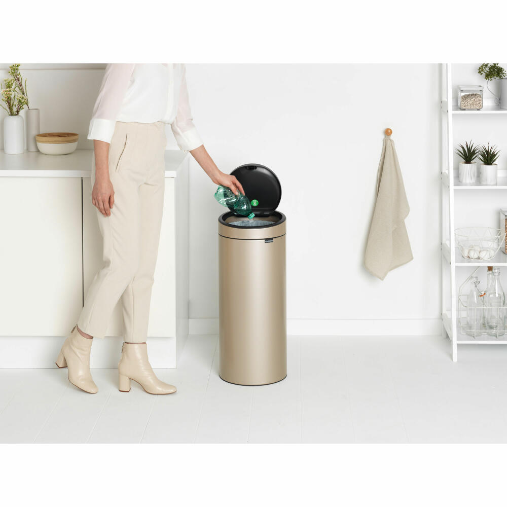 Brabantia Touch bin New, waste bin, trash can, steel, metallic gold, 30 L, 304507