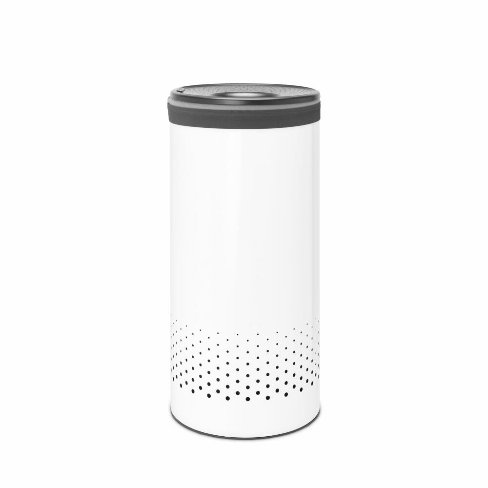 Brabantia laundry box, laundry basket, laundry bin, steel, plastic, white / dark grey, 35 L, 304866