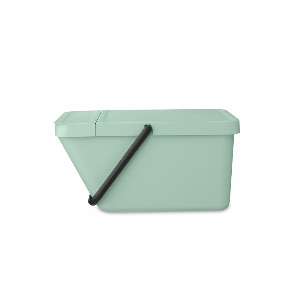 Brabantia Sort & Go Waste Bin, Waste Bin, Garbage Can, Plastic, Jade Green, 20 L, 277764