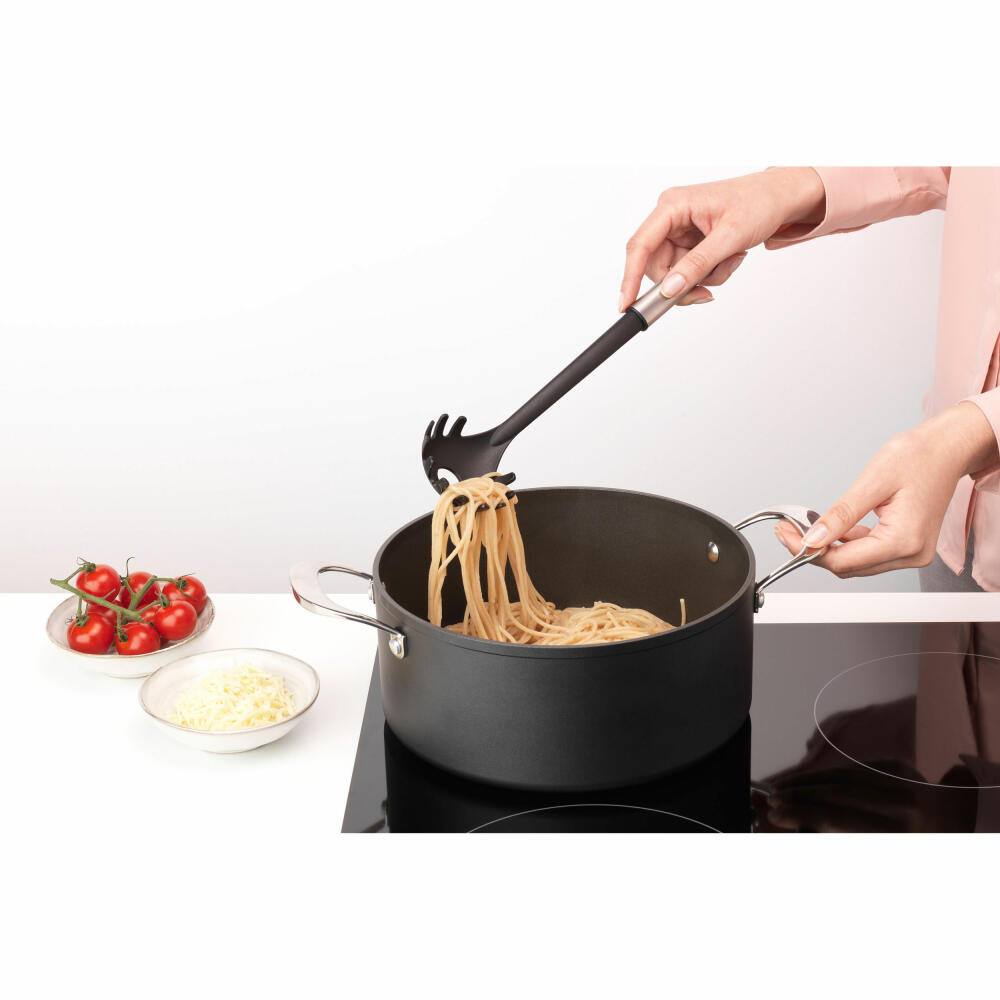 Brabantia Spaghetti Spoon Profile, coated, cooking utensil, kitchen helper, steel, Matt Steel, 33.2 cm, 250668