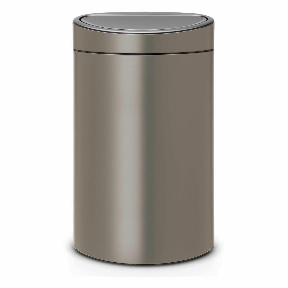 Brabantia Touch Bin Recycle, trash can with plastic inserts, waste bin, wastepaper basket, waste container, Platinum, 10 / 23 L, 117909