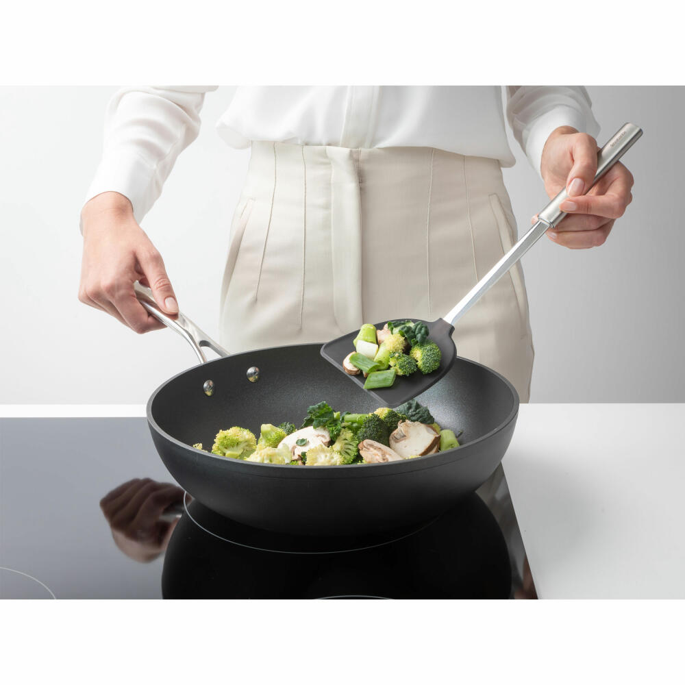 Brabantia Wok Turner Silicone Profile, Cooking Utensil, Kitchen Aid, Steel, Matt Steel, 38.8 cm, 137549