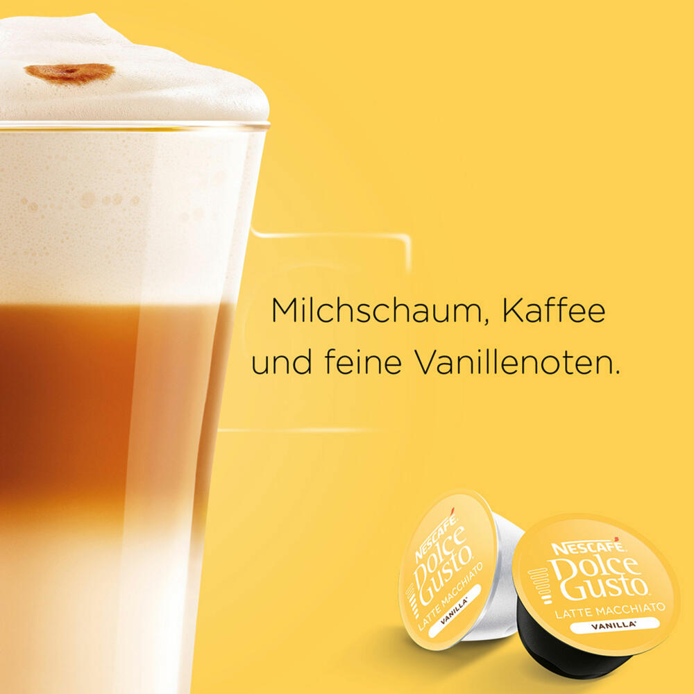Nescafé Dolce Gusto Latte Macchiato Vanilla, Kaffee, Kaffekapsel, 3er Pack, 3 x 16 Kapseln (24 Portionen)