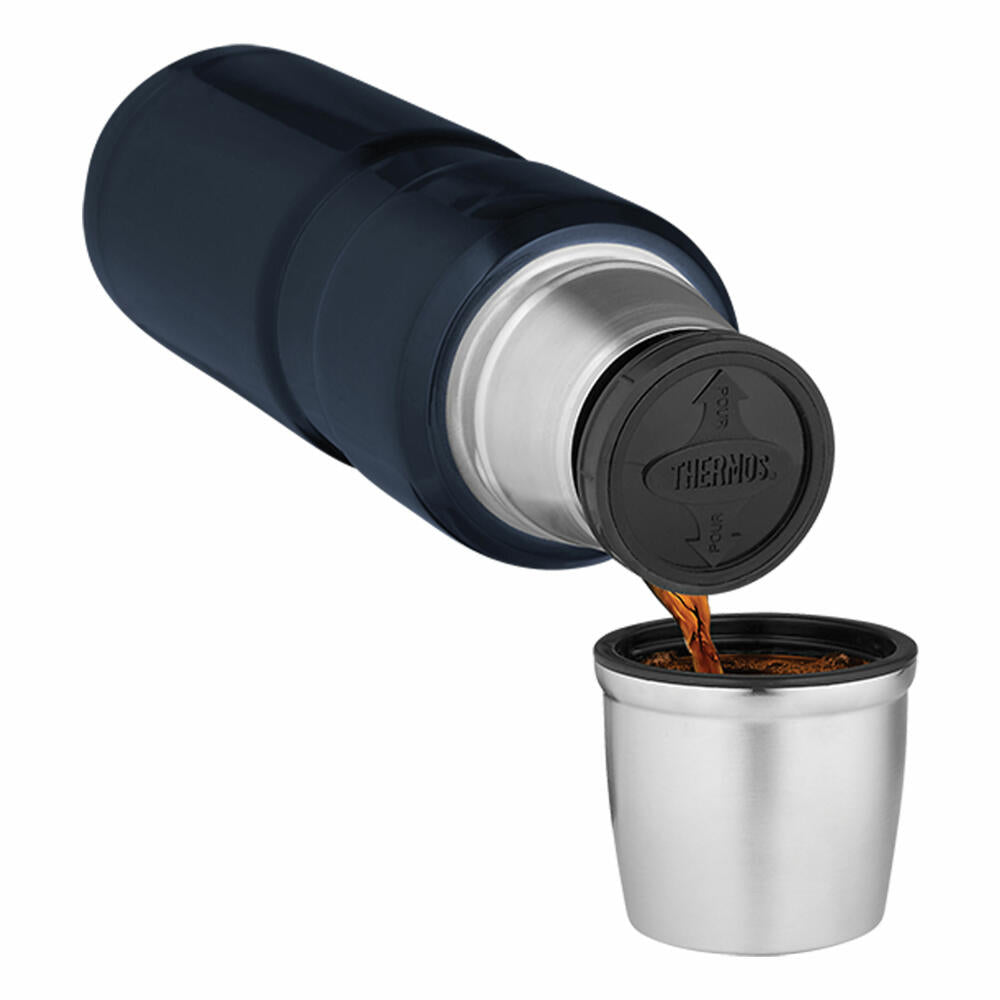 Thermos Isolierflasche Stainless King, Isolier Kaffee Flasche, Thermosflasche, Edelstahl mattiert, Blue, 470 ml, 4003256047