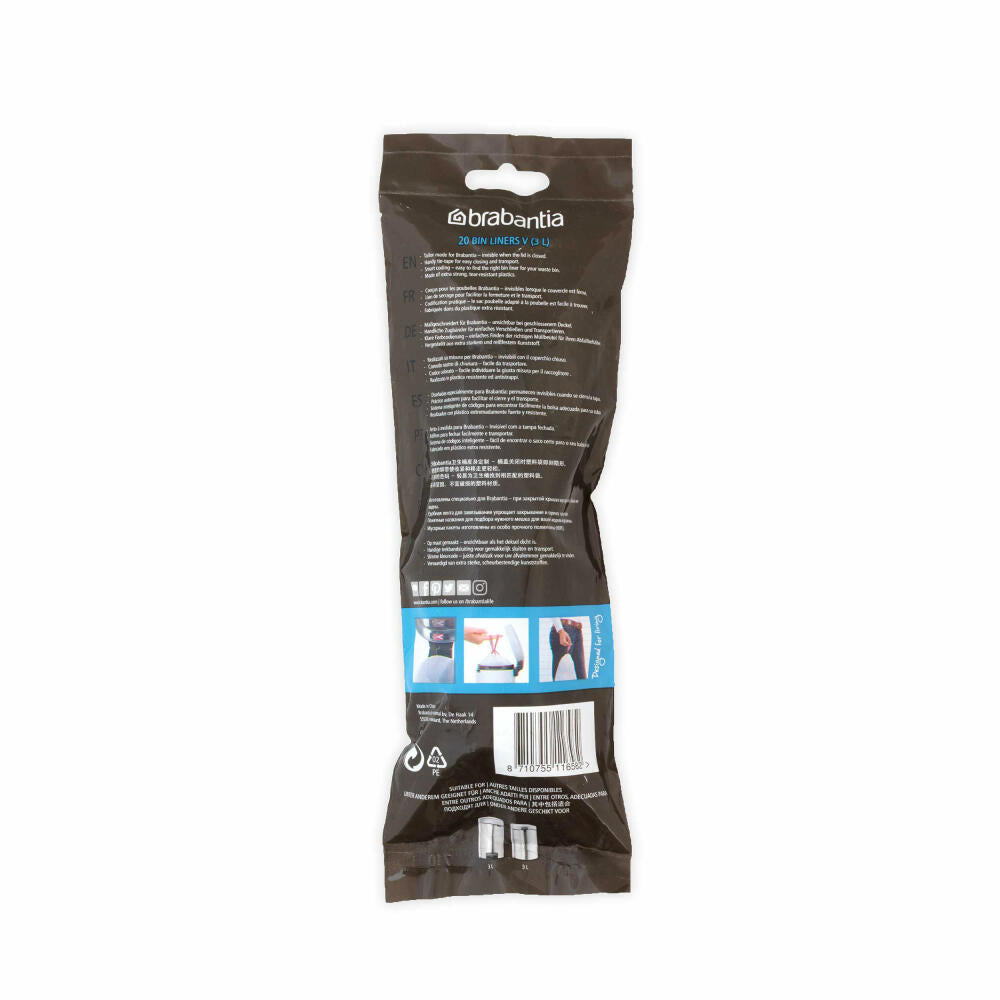 Brabantia PerfectFit bag, garbage bag, waste bag, garbage bag, garbage bag, garbage bag, 20 pieces per roll, 3 L, 116582