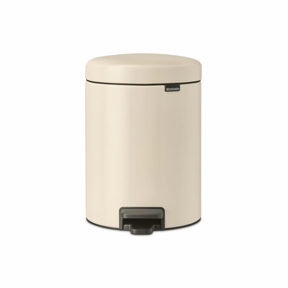 Brabantia NewIcon pedal bin, waste bin, trash can, steel, soft beige, 5 L, 149900