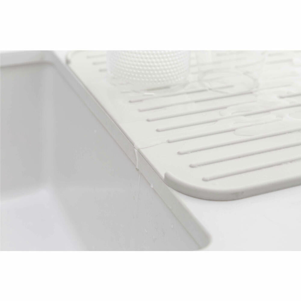 Brabantia Silikon Abtropfmatte, Geschirrmatte, Geschirrablage, Kunststoff, Light Grey, 117466