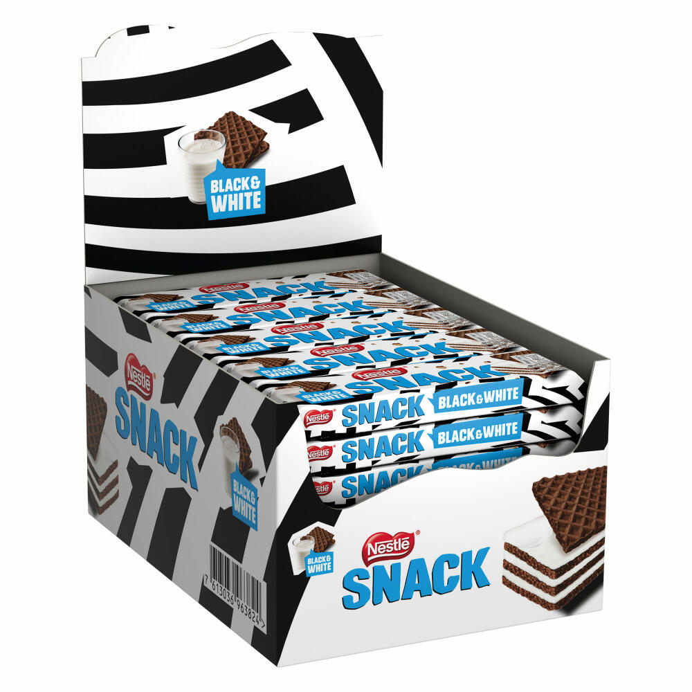 Nestlé Snack Black and White, Knusperwaffel mit Kakao, mit Milchcreme gefüllt, 30 Riegel je 33 g