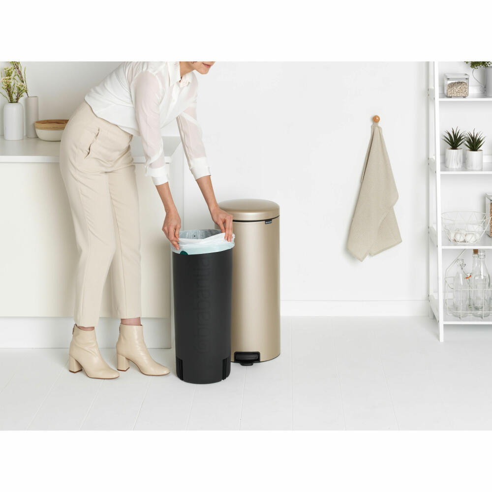 Brabantia NewIcon pedal bin, waste bin, trash can, steel, metallic gold, 30 L, 304484