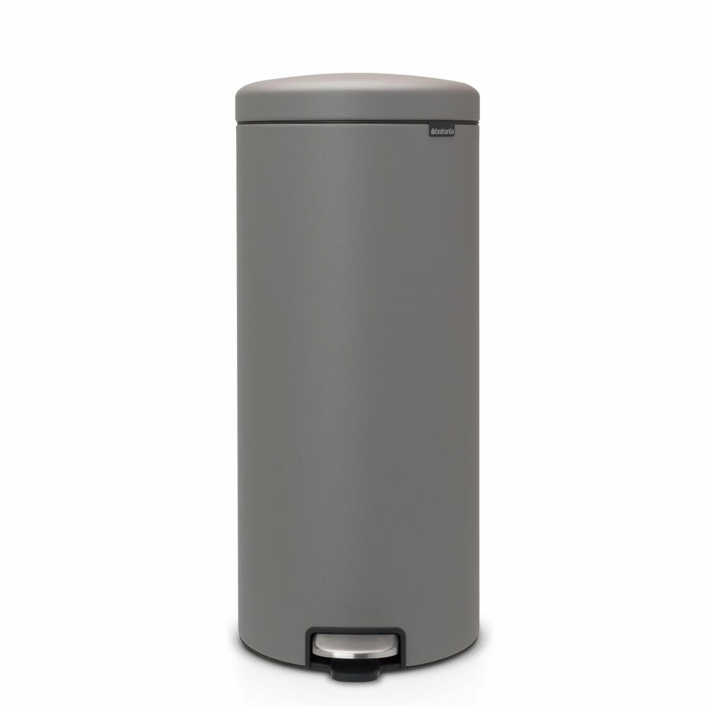 Brabantia NewIcon pedal bin, waste bin, trash can, steel, Mineral Concrete Grey, 30 L, 119187