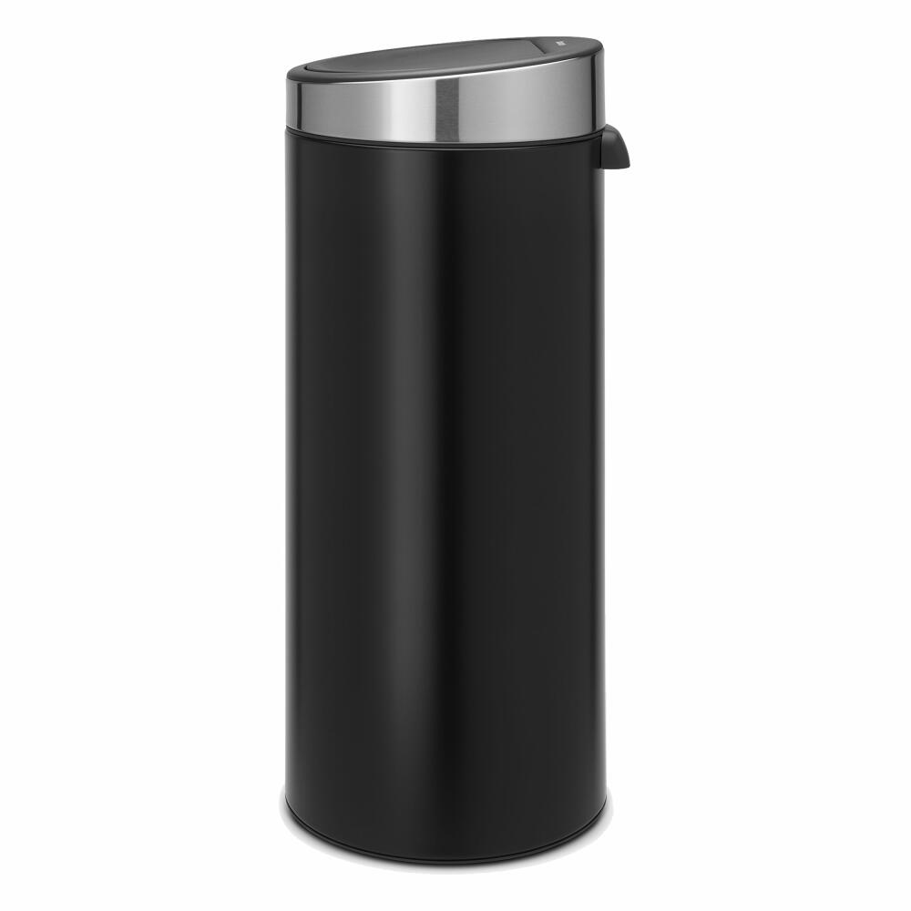 Brabantia Touch Bin, Mülleimer, Abfalleimer, Papierkorb in Matt Black mit Fingerprint Proof Deckel, 30 Liter, 115448