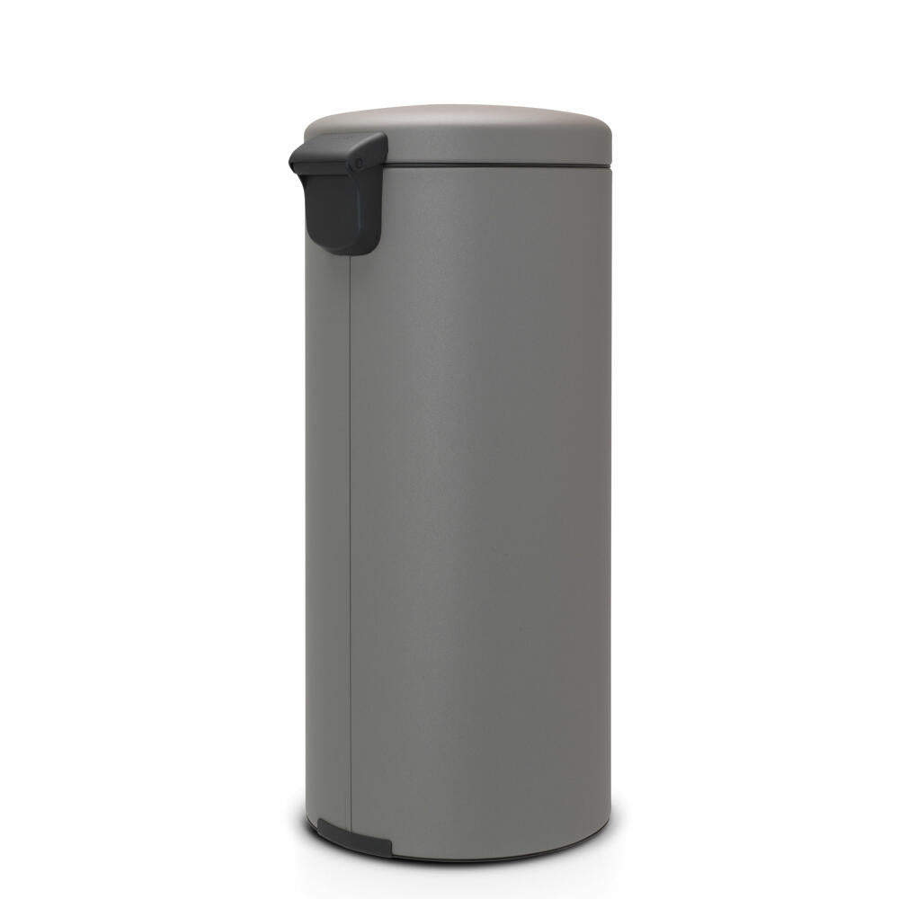 Brabantia NewIcon pedal bin, waste bin, trash can, steel, Mineral Concrete Grey, 30 L, 119187