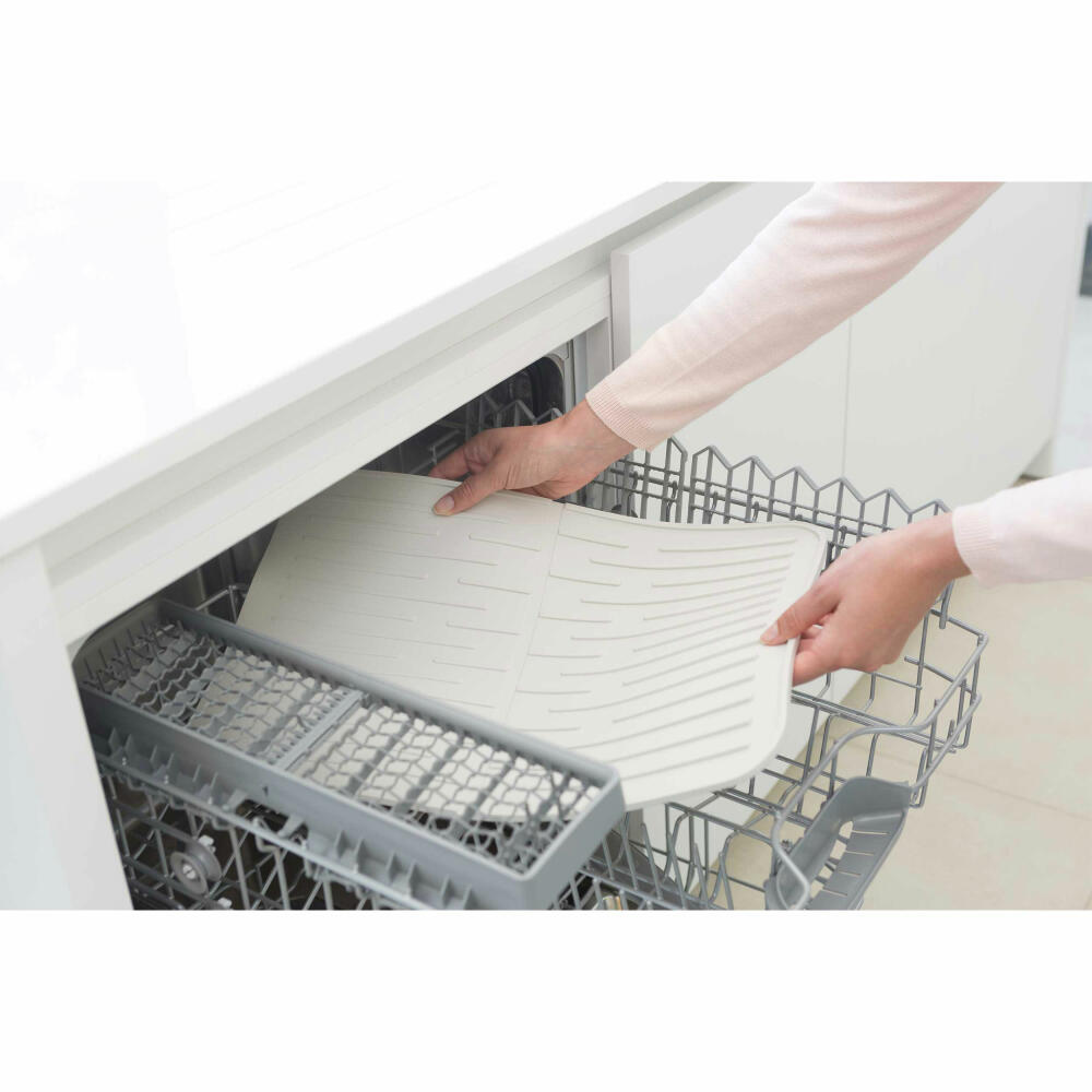 Brabantia Silikon Abtropfmatte, Geschirrmatte, Geschirrablage, Kunststoff, Light Grey, 117466