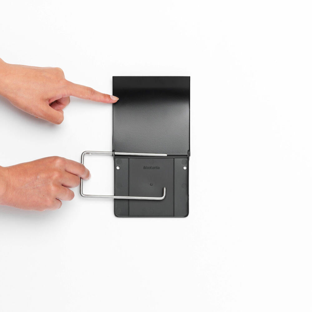 Brabantia ReNew toilet paper holder, roll holder, WC - paper roll holder, toilet paper holder, Matt Black, 108600
