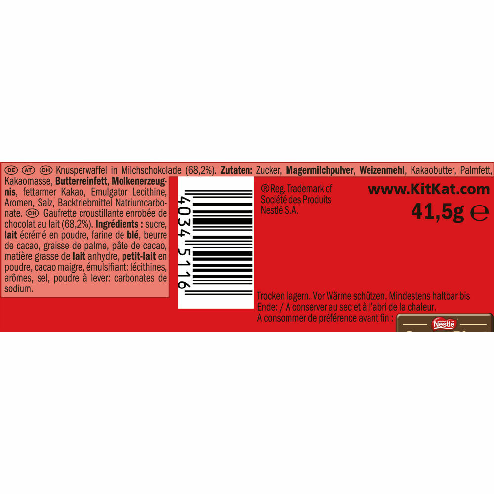 Nestlé KitKat Schokoriegel, Milchschokolade, Schoko Riegel, Milch Schokolade, 24 x 41.5g