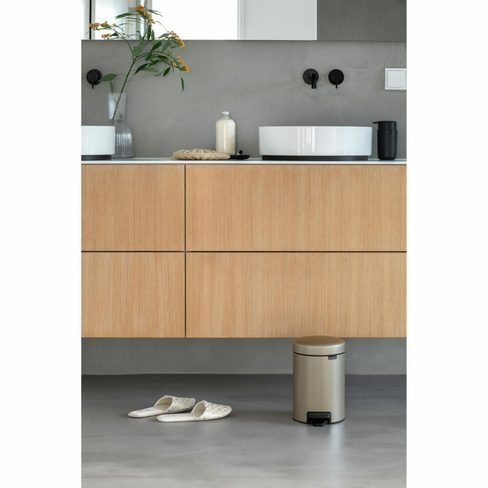 Brabantia NewIcon pedal bin, waste bin, trash can, steel, metallic gold, 3 L, 304408