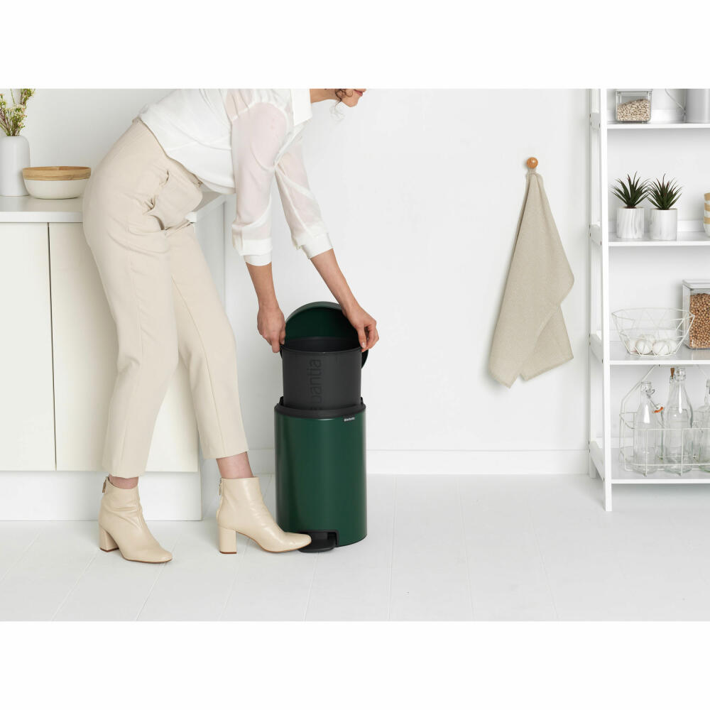 Brabantia Pedal Bin NewIcon, Waste Bin, Garbage Can, Steel, Pine Green, 12 L, 304040