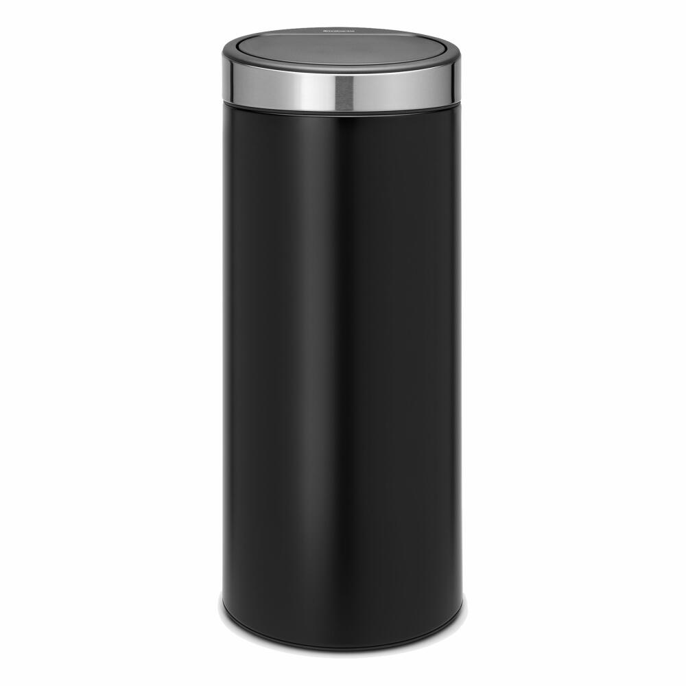 Brabantia Touch Bin, Mülleimer, Abfalleimer, Papierkorb in Matt Black mit Fingerprint Proof Deckel, 30 Liter, 115448