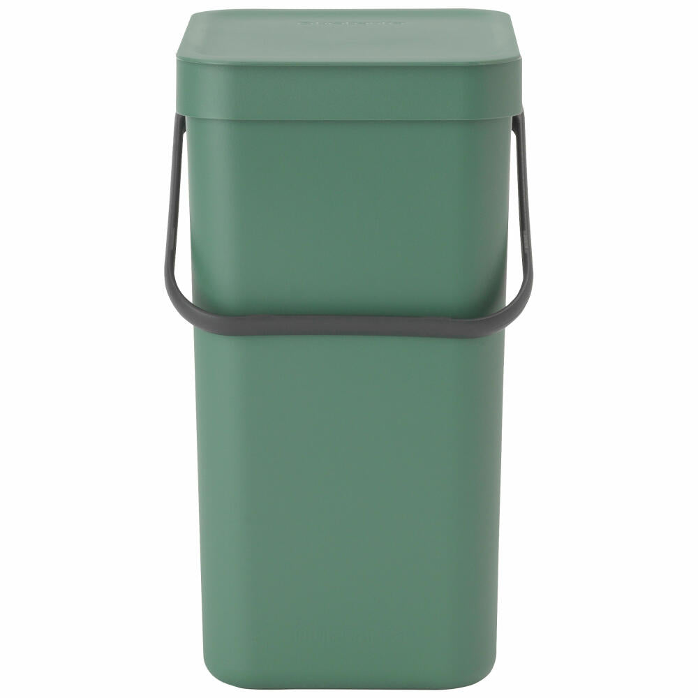 Brabantia Sort & Go Waste Bin, Waste Bin, Garbage Can, Plastic, Fir Green, 12 L, 129803