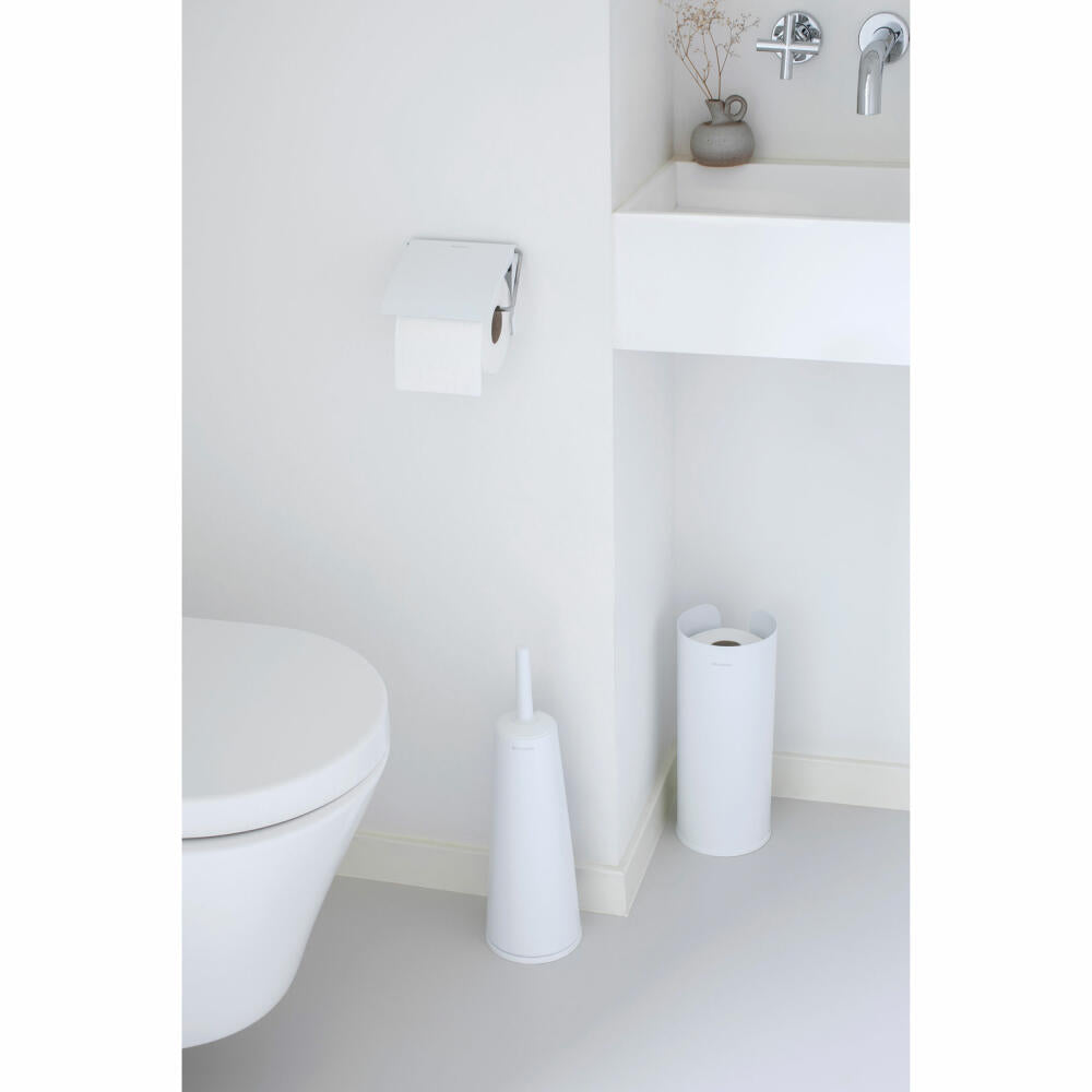 Brabantia Toilettenzubehör-Set ReNew 3-tlg., Bürste, Spender, Rollenhalter, Stahl, Kunststoff, White, 280627