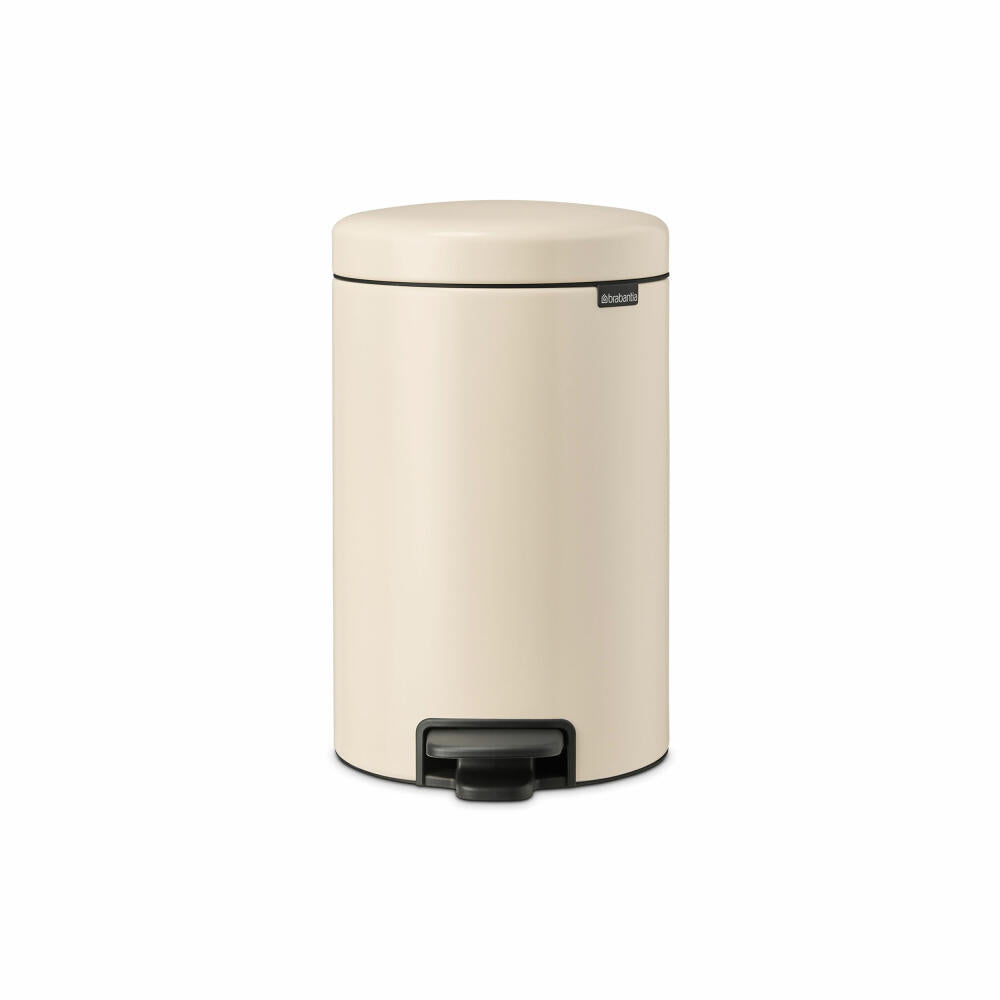 Brabantia NewIcon pedal bin, waste bin, trash can, steel, soft beige, 12 L, 149924