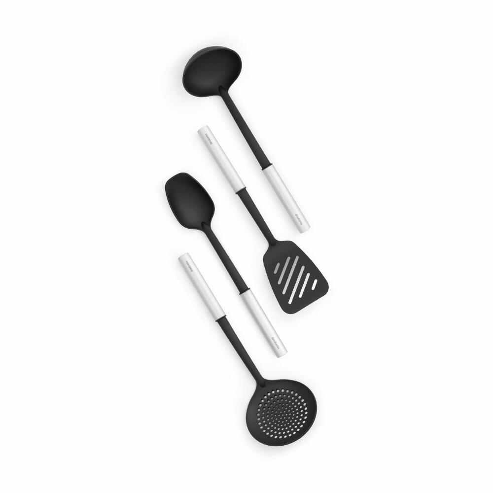 Brabantia kitchen utensil set Profile, coated, cooking utensil, kitchen helper, steel, Matt Steel, 35 cm, 260285