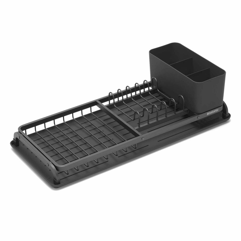 Brabantia Kompaktes Abtropfgestell, Abtropfständer, Abtropfkorb, Geschirrablage, Kunststoff, Dark Grey, 117268