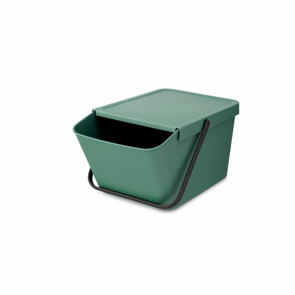 Brabantia Sort & Go Waste Bin, Waste Bin, Garbage Can, Plastic, Fir Green, 20 L, 277740
