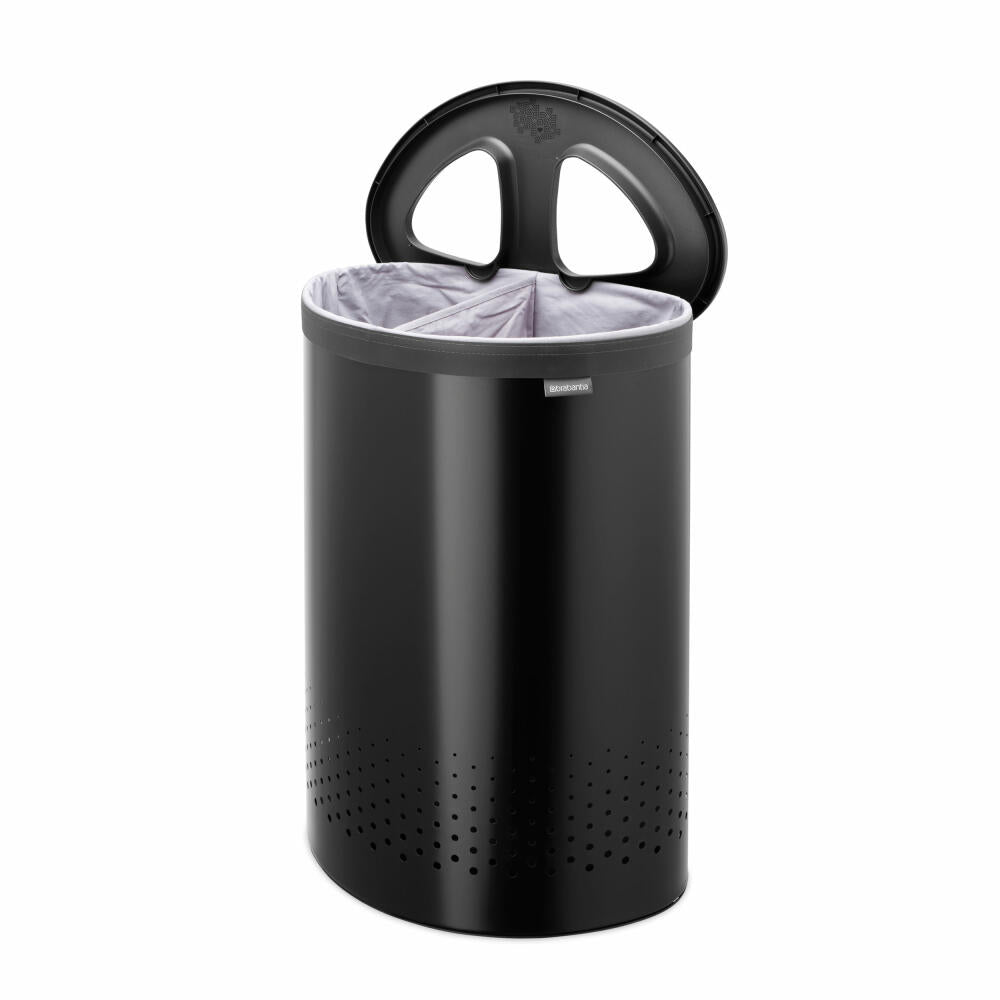 Brabantia Laundry Box Selector, Laundry Basket, Laundry Bin, Steel, Plastic, Matt Black, 55 L, 242366