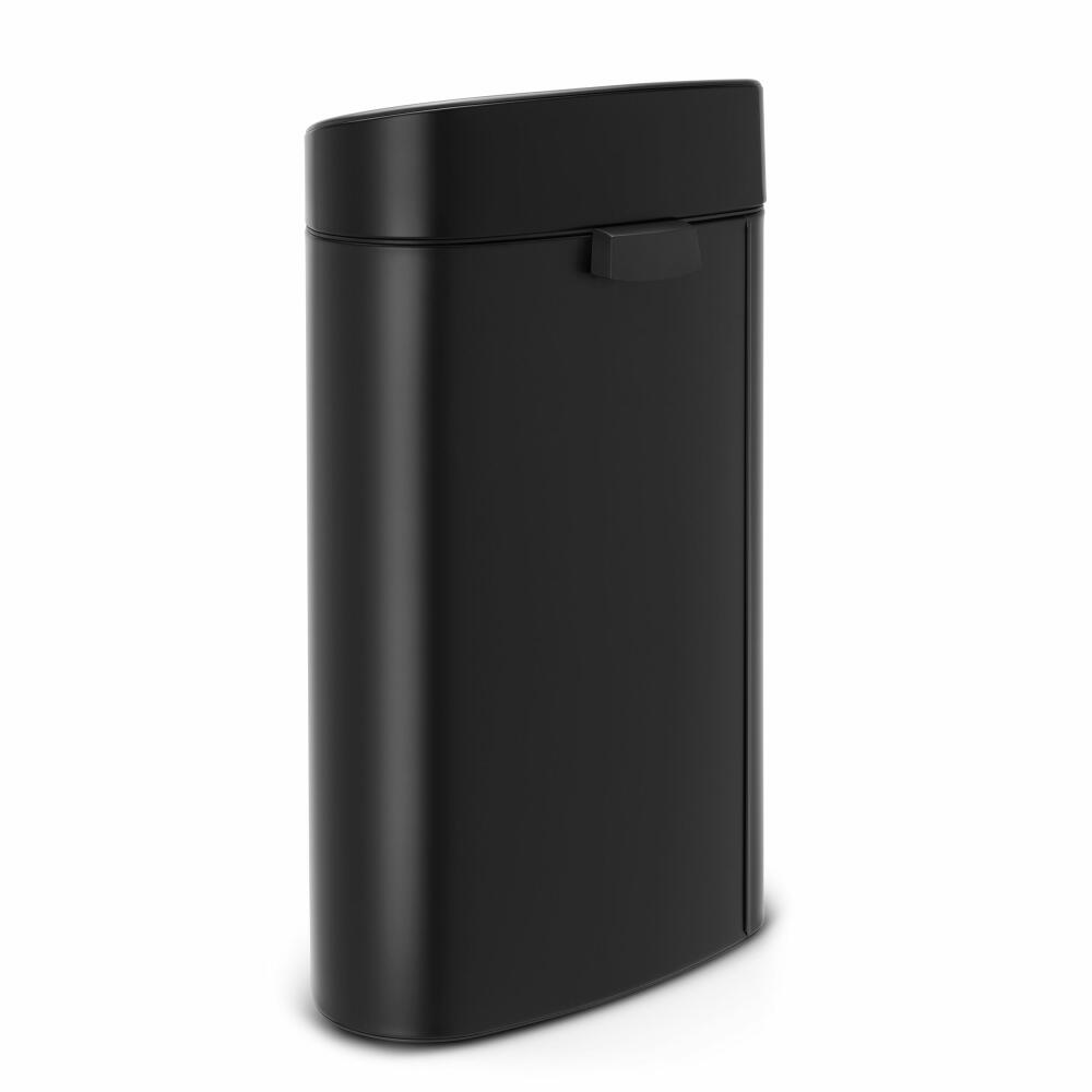 Brabantia Touch Bin waste container with plastic insert, trash can, garbage bucket, Matt Black / Lid Matt Black, 40 L, 114946