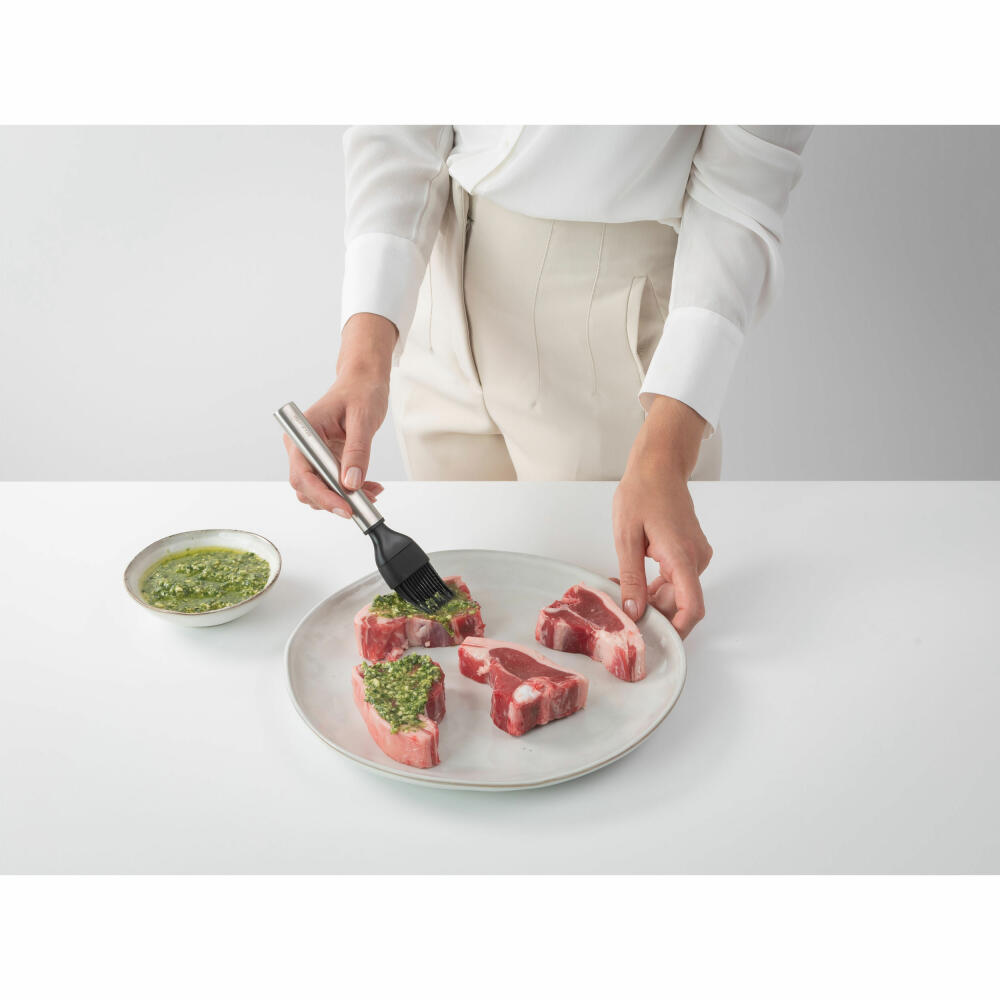 Brabantia Backpinsel Silikon Profile, Kochutensil, Küchenhelfer, Pinsel, Silicone / Stahl, Matt Steel, 19 cm, 137440