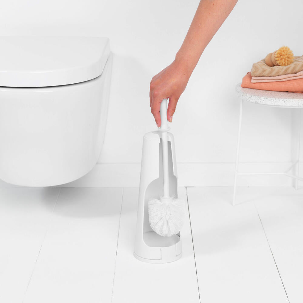 Brabantia ReNew Toilettenbürstengarnitur, WC-Garnitur, Toilettenbürste, Klobürste, Weiß, 414664