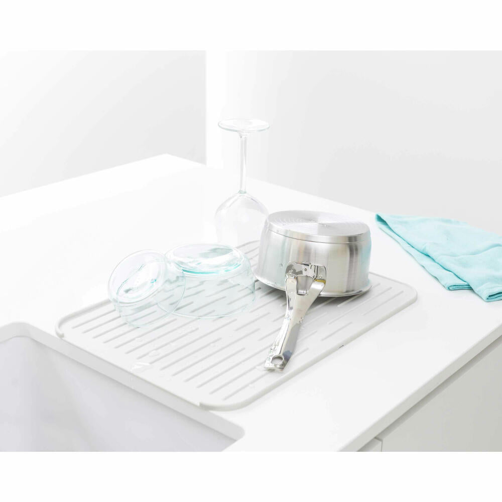 Brabantia Silikon Abtropfmatte, Geschirrmatte, Geschirrablage, Kunststoff, Light Grey, 117466