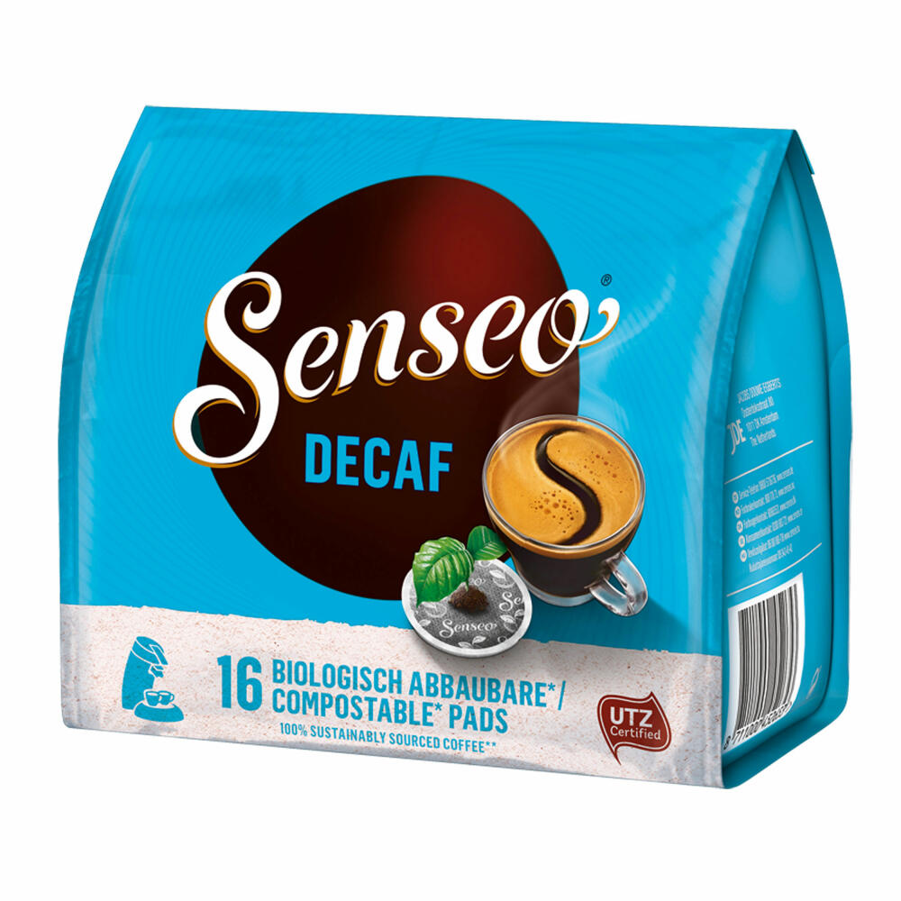 Senseo Kaffeepads Entkoffeiniert / Decaf, Reiches Aroma, Intensiv & Ausgewogen, Kaffee, neues Design, 16 Pads