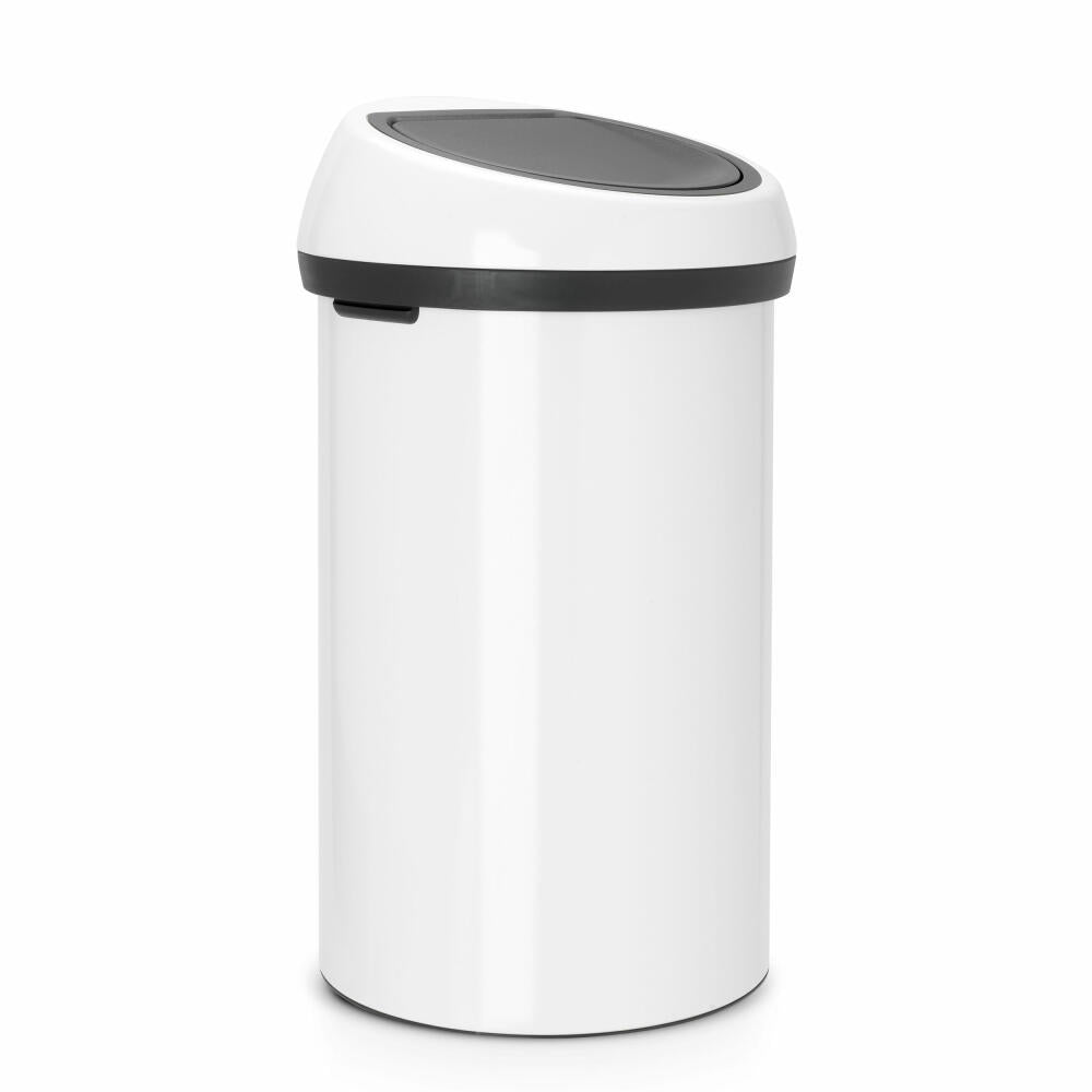 Brabantia Touch Bin Abfallbehälter, Mülleimer, Müll Eimer, White / Deckel White, 60 L, 108686