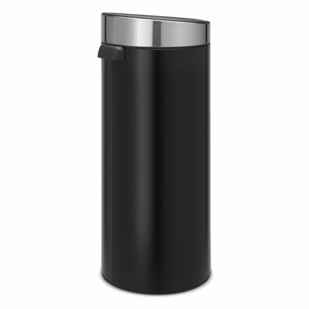 Brabantia Touch Bin, Mülleimer, Abfalleimer, Papierkorb in Matt Black mit Fingerprint Proof Deckel, 30 Liter, 115448