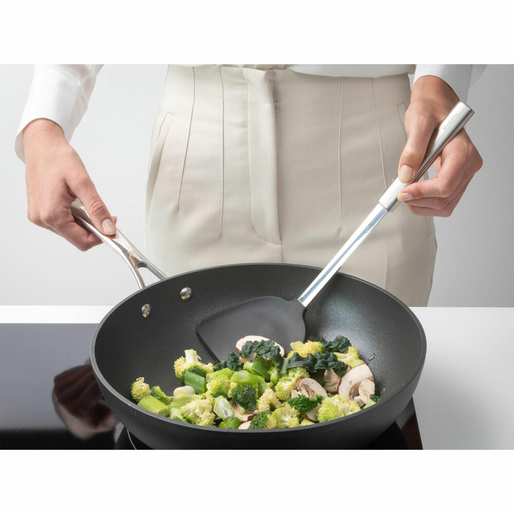 Brabantia Wok Turner Silicone Profile, Cooking Utensil, Kitchen Aid, Steel, Matt Steel, 38.8 cm, 137549