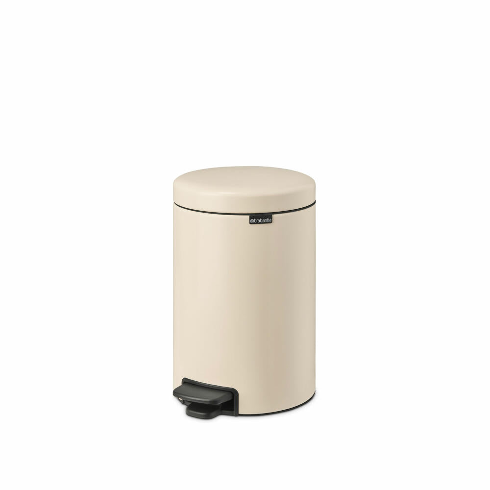 Brabantia NewIcon pedal bin, waste bin, trash can, steel, soft beige, 12 L, 149924