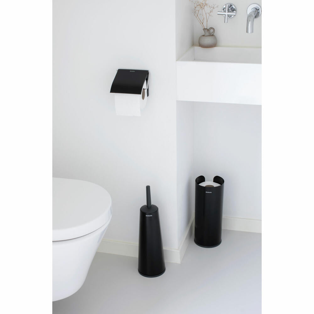 Brabantia toilet accessory set ReNew 3-piece, brush, dispenser, roll holder, steel, plastic, matt black, 280603