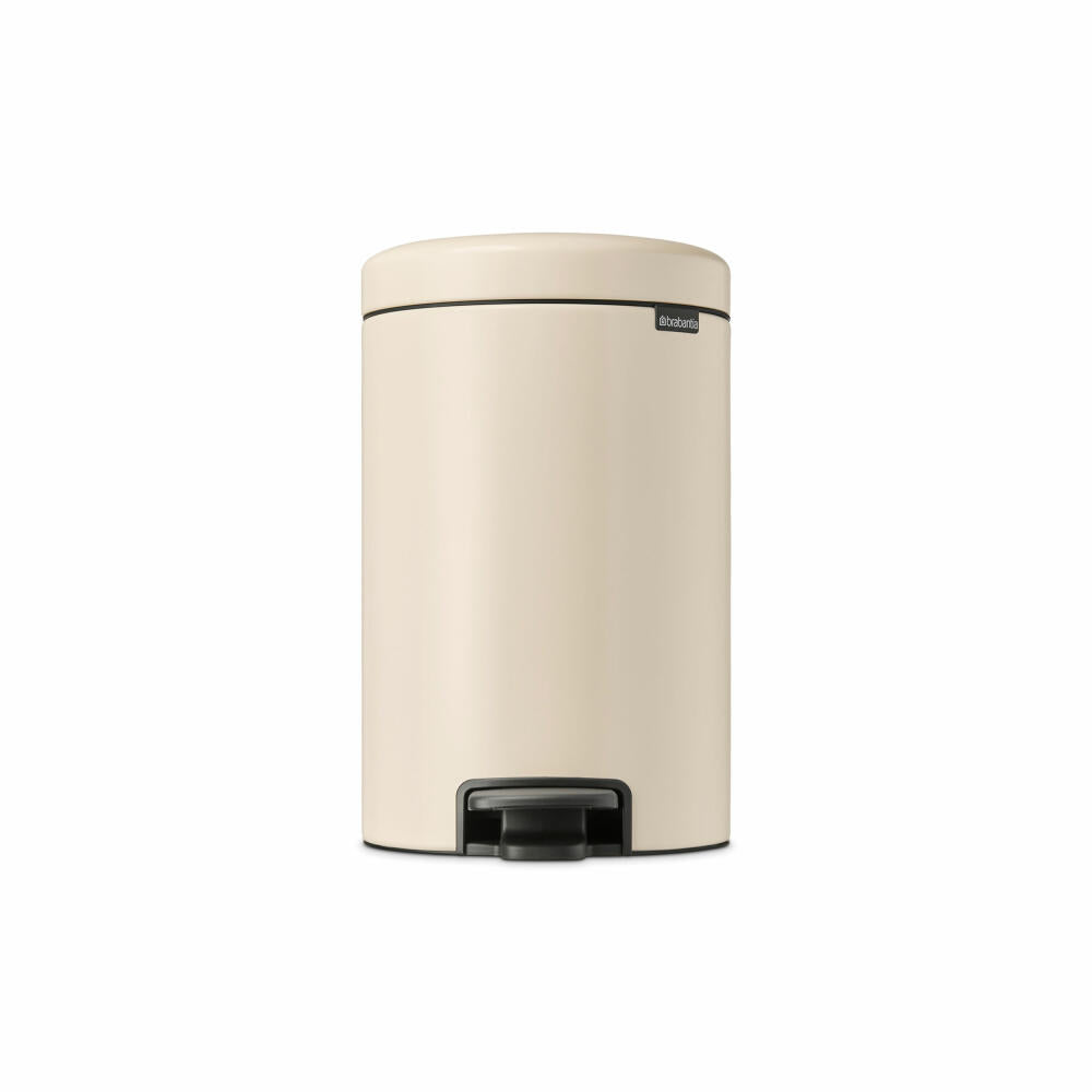 Brabantia NewIcon pedal bin, waste bin, trash can, steel, soft beige, 12 L, 149924