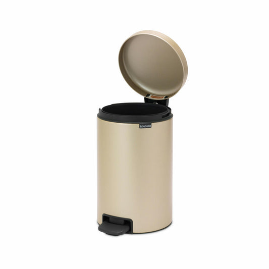 Brabantia NewIcon pedal bin, waste bin, trash can, steel, metallic gold, 12 L, 304446