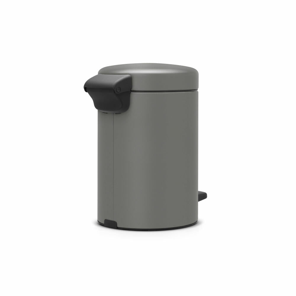 Brabantia NewIcon pedal bin, waste bin, trash can, steel, Mineral Concrete Grey, 3 L, 126260