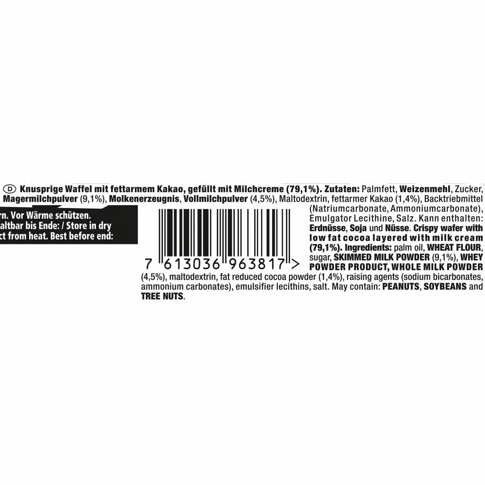 Nestlé Snack Black and White, Knusperwaffel mit Kakao, mit Milchcreme gefüllt, 30 Riegel je 33 g