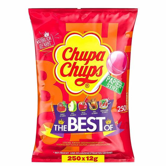 Chupa Chups Lollipops The Best Of, Lollipops, Various Varieties, 250 Pieces, 3kg