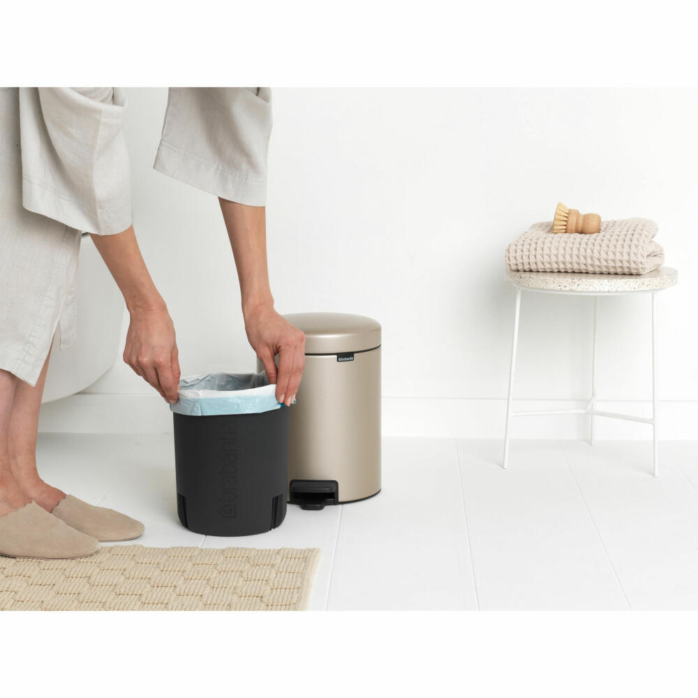 Brabantia NewIcon pedal bin, waste bin, trash can, steel, metallic gold, 5 L, 304422